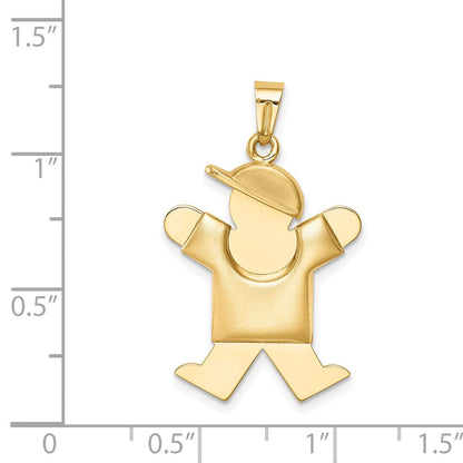 14K Gelbgold Charm "Junge mit Hut" (gewölbt), rechts gravierbar