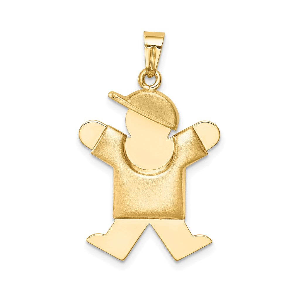 14K Gelbgold Charm "Junge mit Hut" (gewölbt), rechts gravierbar
