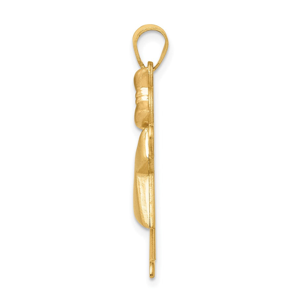 14K Bicolor Gold Aufgepolsterter Charm „Mädchen mit Schleife rechts", gravierbar