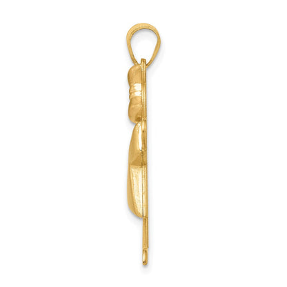 14K Bicolor Gold Aufgepolsterter Charm „Mädchen mit Schleife rechts", gravierbar
