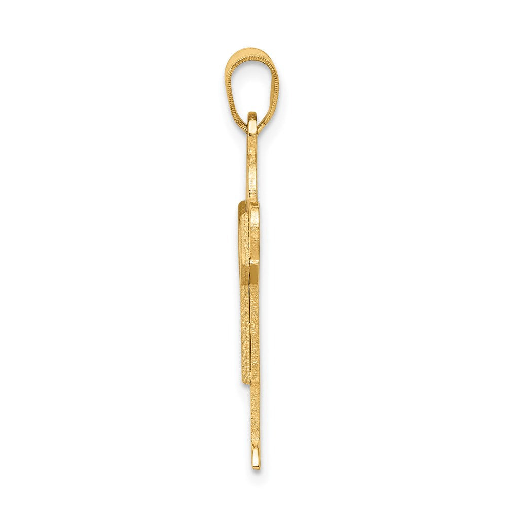 14K Gelbgold massiver Junge-Charm mit Satinfinish, gravierbar
