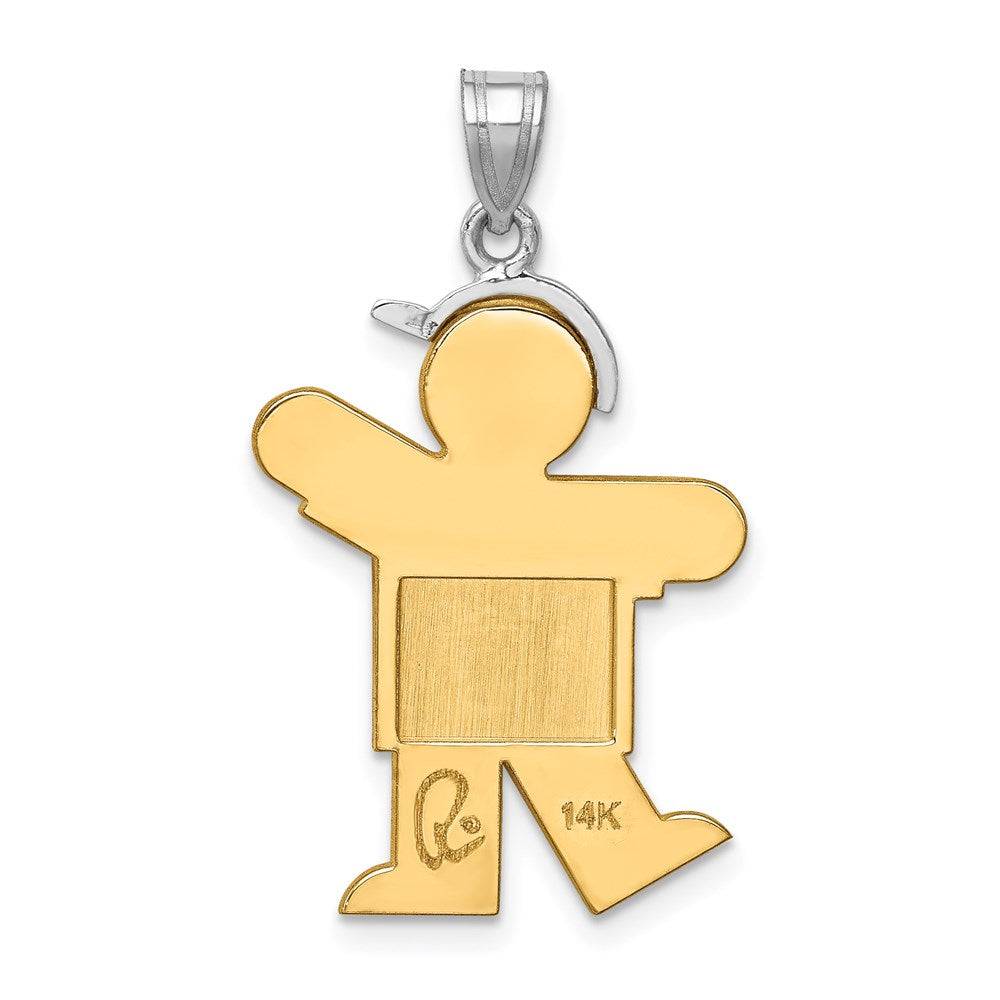 14K Bicolor Gold großer Charm "Junge mit Hut" links gravierbar