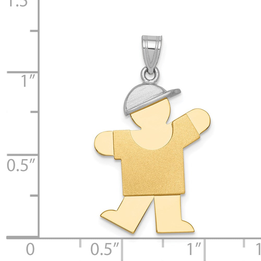 14K Bicolor Gold großer Charm "Junge mit Hut" links gravierbar