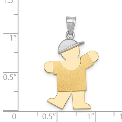 14K Bicolor Gold großer Charm "Junge mit Hut" links gravierbar