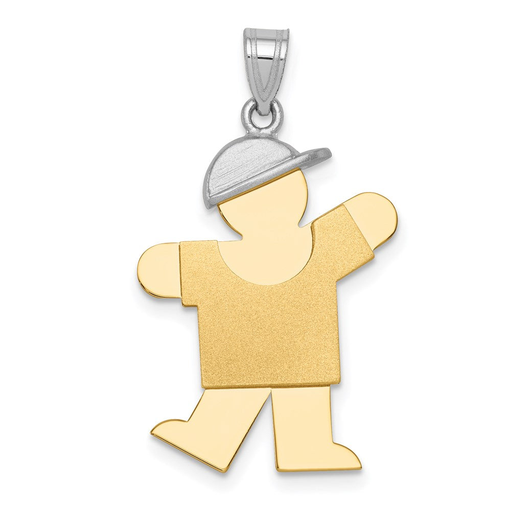 14K Bicolor Gold großer Charm "Junge mit Hut" links gravierbar