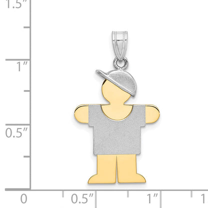 14K Bicolor-Gold Großer Junge mit Hut nach rechts, gravierbarer Charm