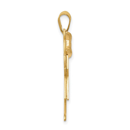 14K Zweifarbiges Gold Zweifarbiges Gold Großer Mädchen-Charm mit Schleife links, gravierbar