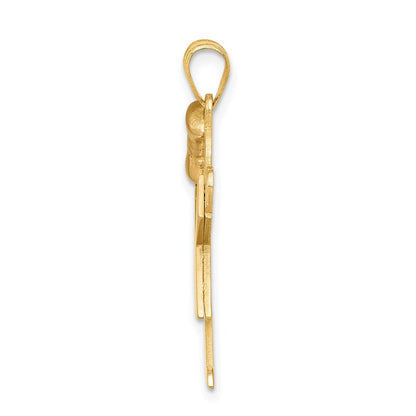 14K Bicolor-Gold Großer Charm „Mädchen mit Schleife links“, gravierbar