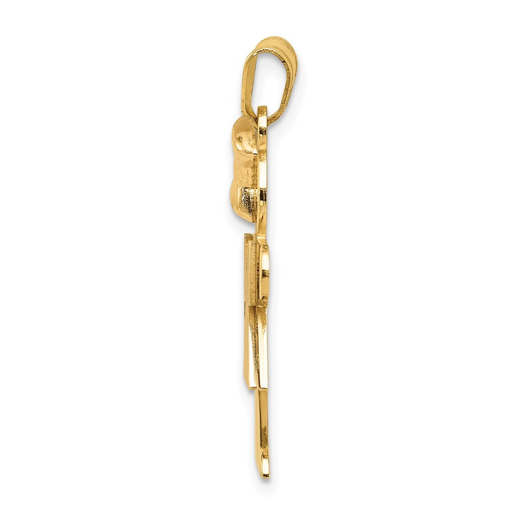 14K Bicolor Gold großer Charm „Mädchen mit Schleife links“, gravierbar