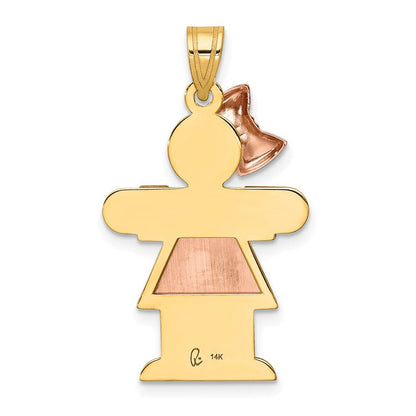 14K Bicolor Gold großer Charm „Mädchen mit Schleife links“, gravierbar