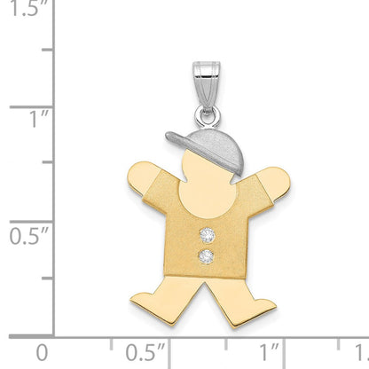 14K Bicolor-Gold Diamant-Kinderanhänger