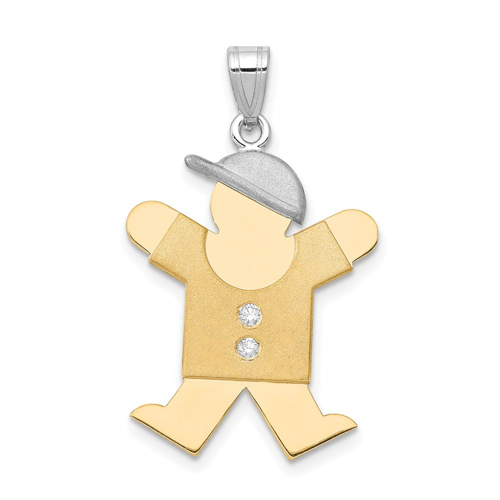 14K Bicolor-Gold Diamant-Kinderanhänger