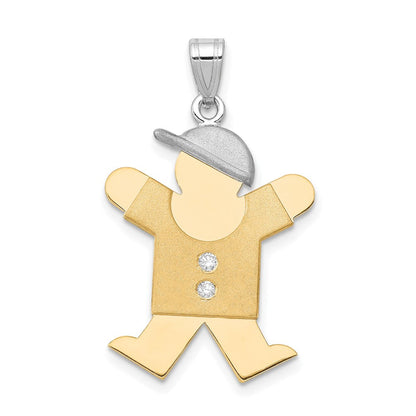 14K Bicolor-Gold Diamant-Kinderanhänger