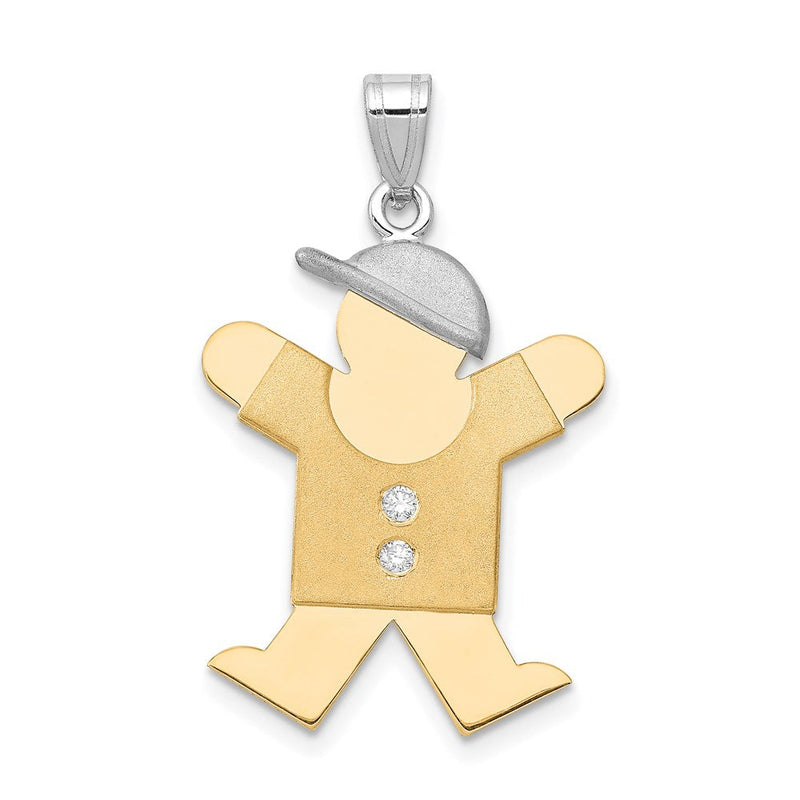 14K Bicolor-Gold Diamant-Kinderanhänger