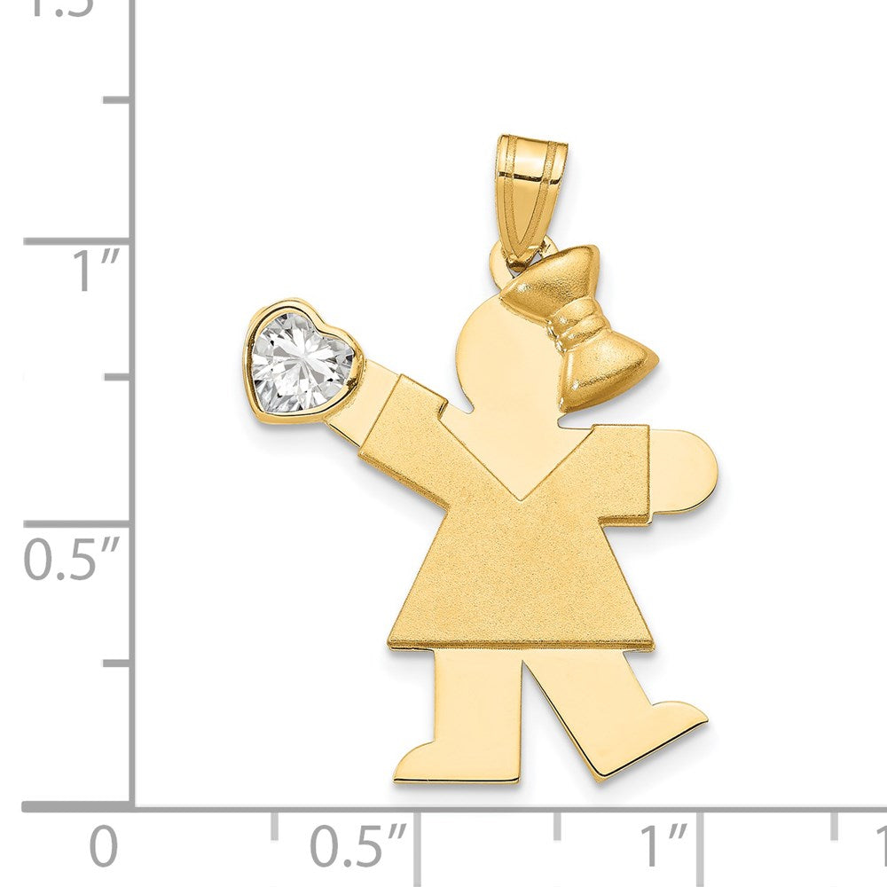 14K Gelbgold 14K Mädchen mit Zirkonia April Geburtsstein Charm