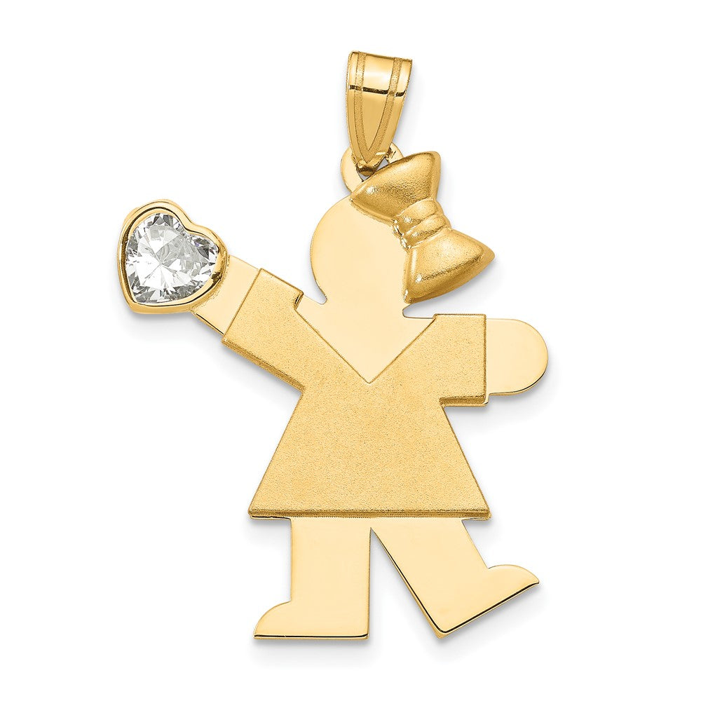 14K Gelbgold 14K Mädchen mit Zirkonia April Geburtsstein Charm