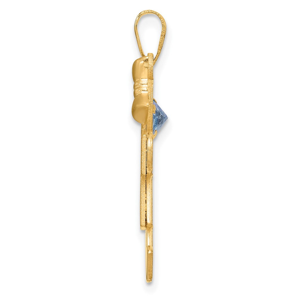 14K Gelbgold 14K Mädchen mit Zirkonia March Geburtsstein Charm