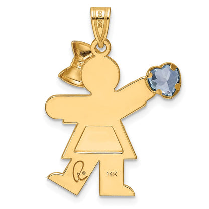 14K Gelbgold 14K Mädchen mit Zirkonia March Geburtsstein Charm
