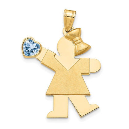 14K Gelbgold 14K Mädchen mit Zirkonia March Geburtsstein Charm