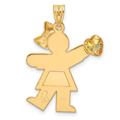 14K Gelbgold 14K Mädchen mit Zirkonia November Geburtsstein Charm