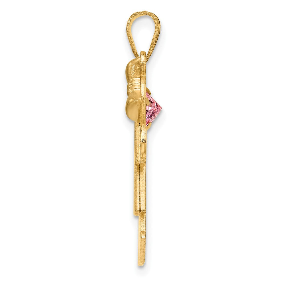 14K Gelbgold 14K Mädchen mit Zirkonia October Geburtsstein Charm