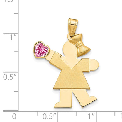 14K Gelbgold 14K Mädchen mit Zirkonia October Geburtsstein Charm