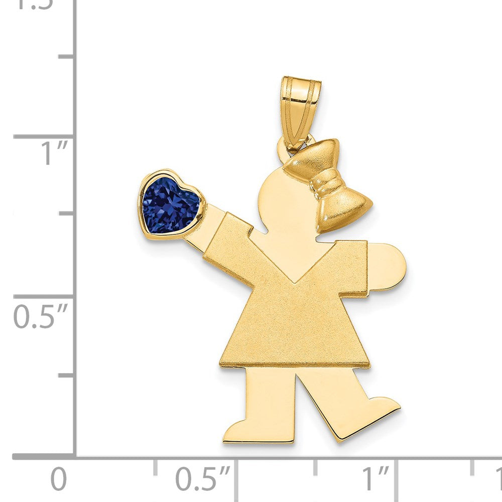 14K Gelbgold 14K Mädchen mit Zirkonia September Geburtsstein Charm