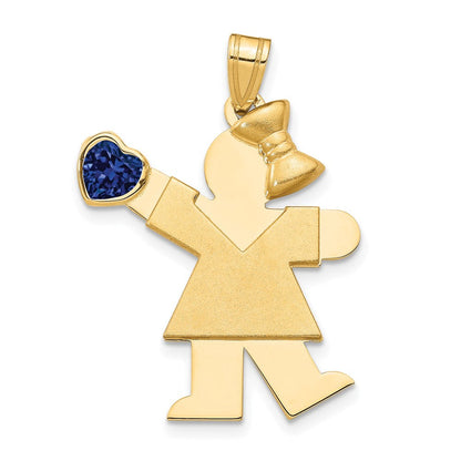 14K Gelbgold 14K Mädchen mit Zirkonia September Geburtsstein Charm