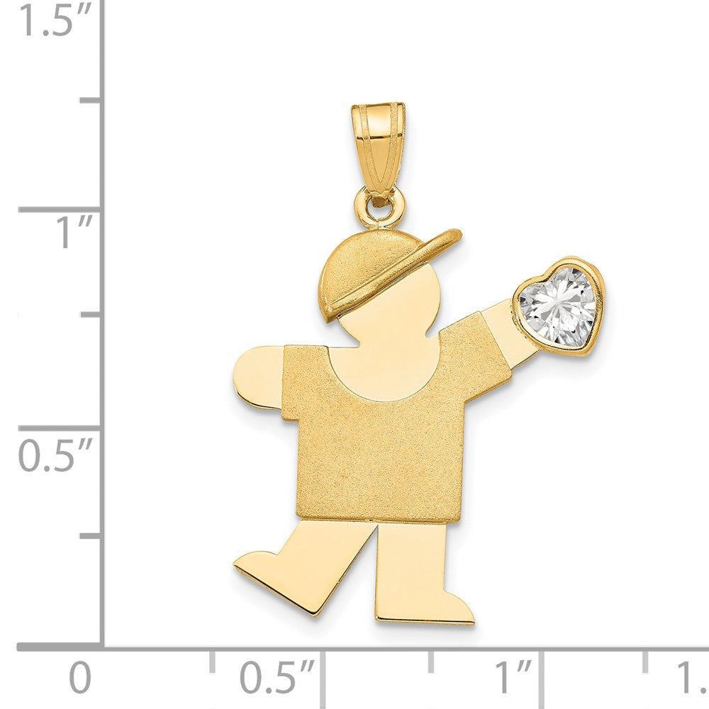 14K Gelbgold 14K Junge mit Zirkonia April Geburtsstein Charm