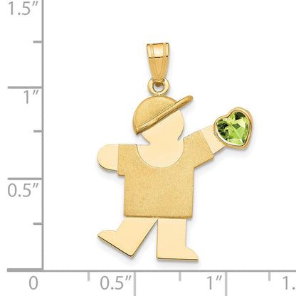 14K Gelbgold 14K Junge mit Zirkonia August Geburtsstein Charm