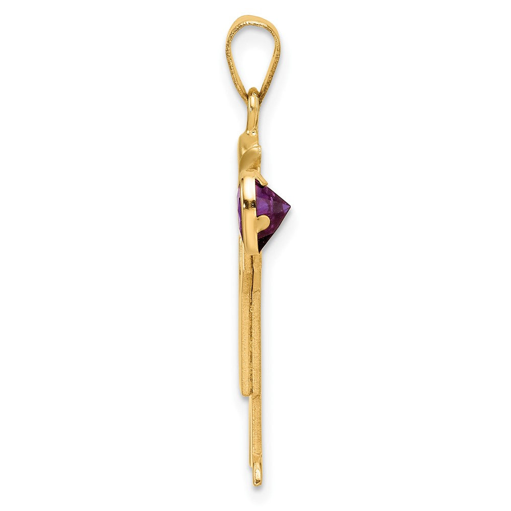 14K Gelbgold 14K Junge mit Zirkonia February Geburtsstein Charm
