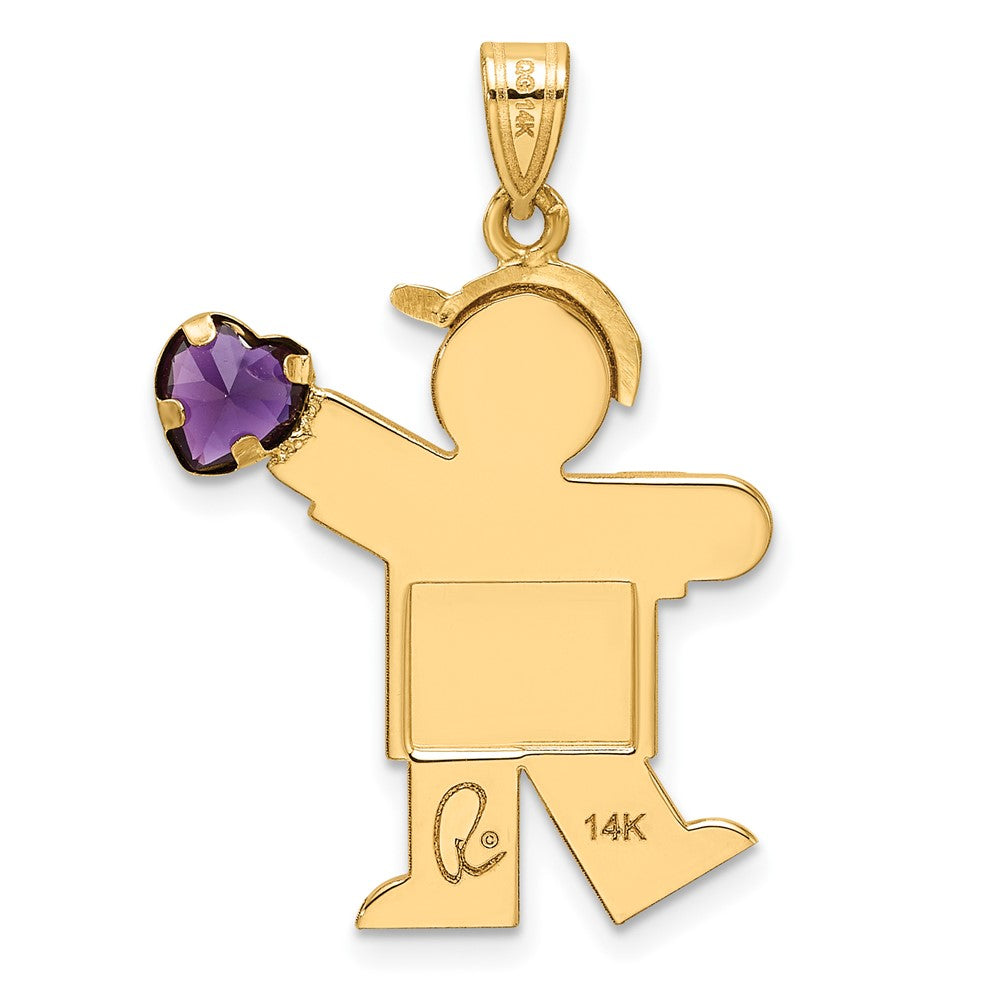 14K Gelbgold 14K Junge mit Zirkonia February Geburtsstein Charm
