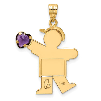 14K Gelbgold 14K Junge mit Zirkonia February Geburtsstein Charm