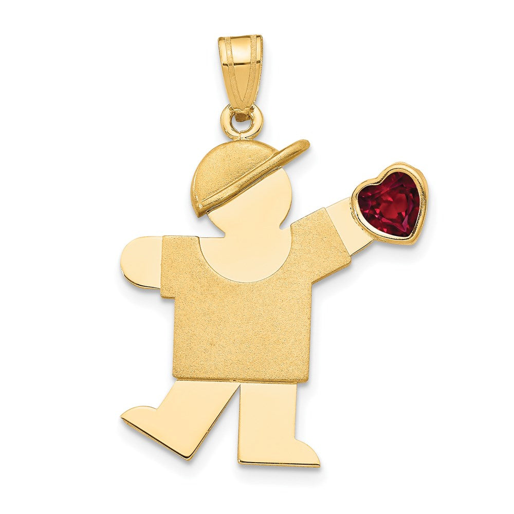 14K Gelbgold 14K Junge mit Zirkonia July Geburtsstein Charm