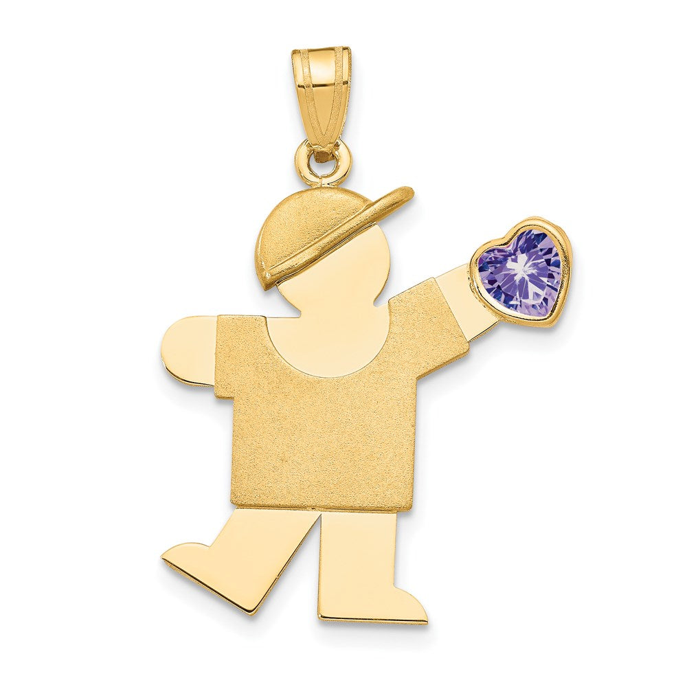 14K Gelbgold 14K Junge mit Zirkonia June Geburtsstein Charm