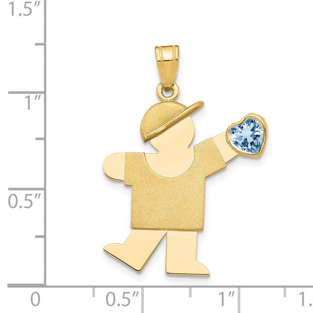 14K Gelbgold 14K Junge mit Zirkonia March Geburtsstein Charm