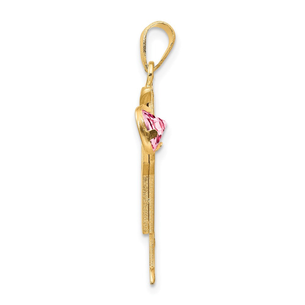 14K Gelbgold 14K Junge mit Zirkonia October Geburtsstein Charm