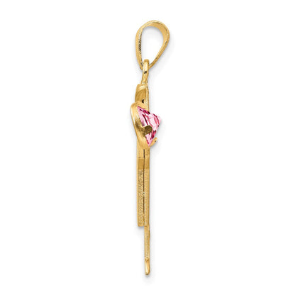 14K Gelbgold 14K Junge mit Zirkonia October Geburtsstein Charm