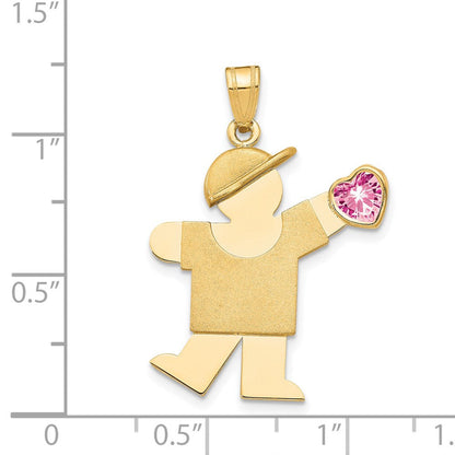 14K Gelbgold 14K Junge mit Zirkonia October Geburtsstein Charm