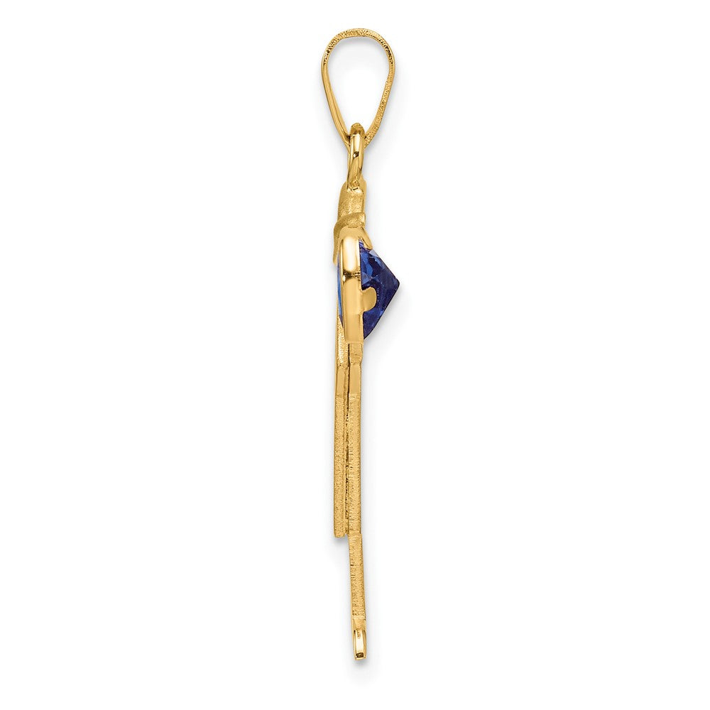 14K Gelbgold 14K Junge mit Zirkonia September Geburtsstein Charm