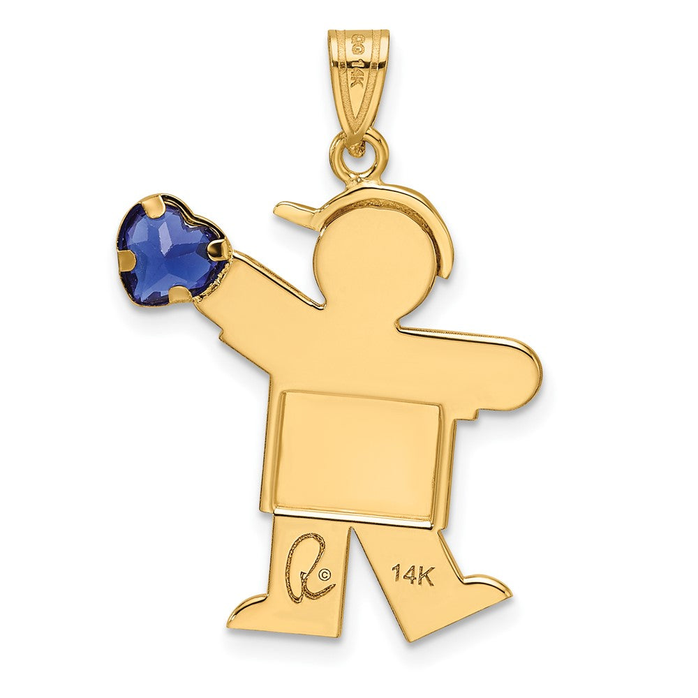14K Gelbgold 14K Junge mit Zirkonia September Geburtsstein Charm
