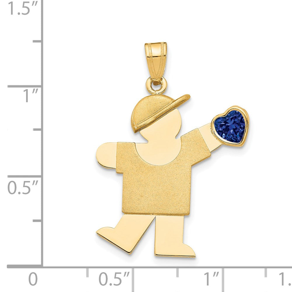14K Gelbgold 14K Junge mit Zirkonia September Geburtsstein Charm
