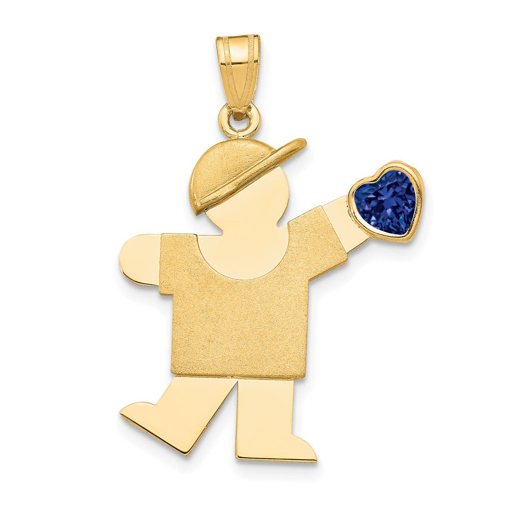 14K Gelbgold 14K Junge mit Zirkonia September Geburtsstein Charm