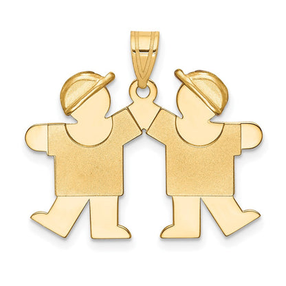 14K Gelbgold Massiver Doppelter Gravierbarer Jungen-Charm