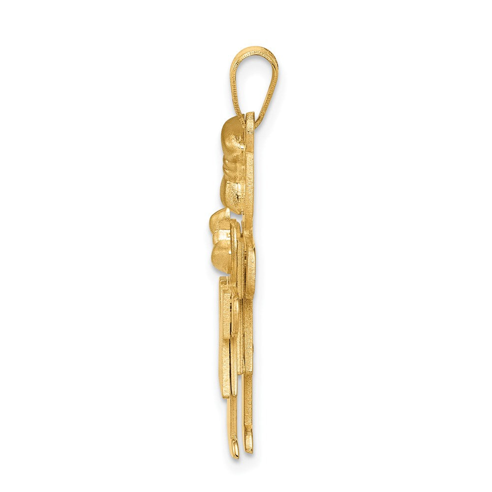 14K Gelbgold Charm "Großes Mädchen und kleines Mädchen" mit Gravurmöglichkeit