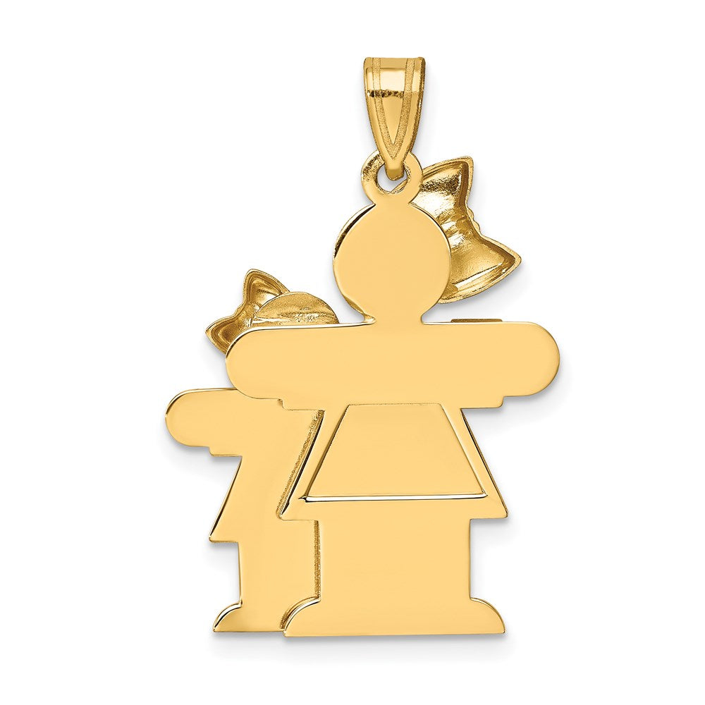 14K Gelbgold Charm "Großes Mädchen und kleines Mädchen" mit Gravurmöglichkeit