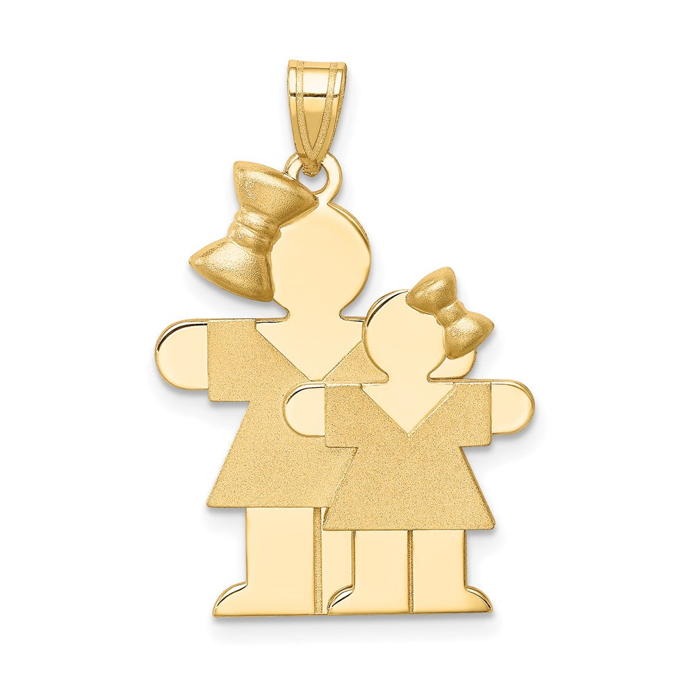 14K Gelbgold Charm "Großes Mädchen und kleines Mädchen" mit Gravurmöglichkeit