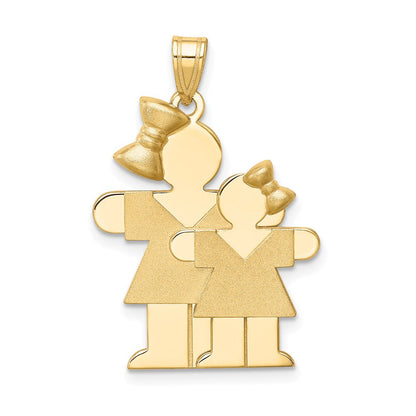 14K Gelbgold Charm "Großes Mädchen und kleines Mädchen" mit Gravurmöglichkeit