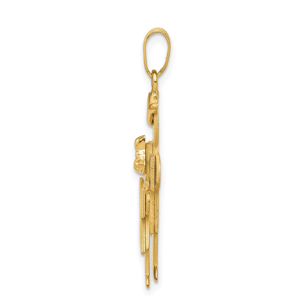 14 Karat Gelbgold Charm "Großer Junge und kleines Mädchen" gravierbar