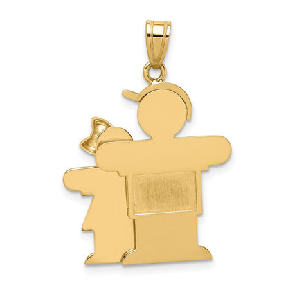 14 Karat Gelbgold Charm "Großer Junge und kleines Mädchen" gravierbar